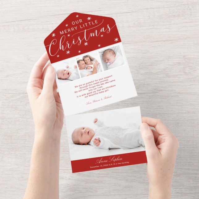 Calligraphie mignonne 4 Photos Faire-part de naiss (Déchirure)