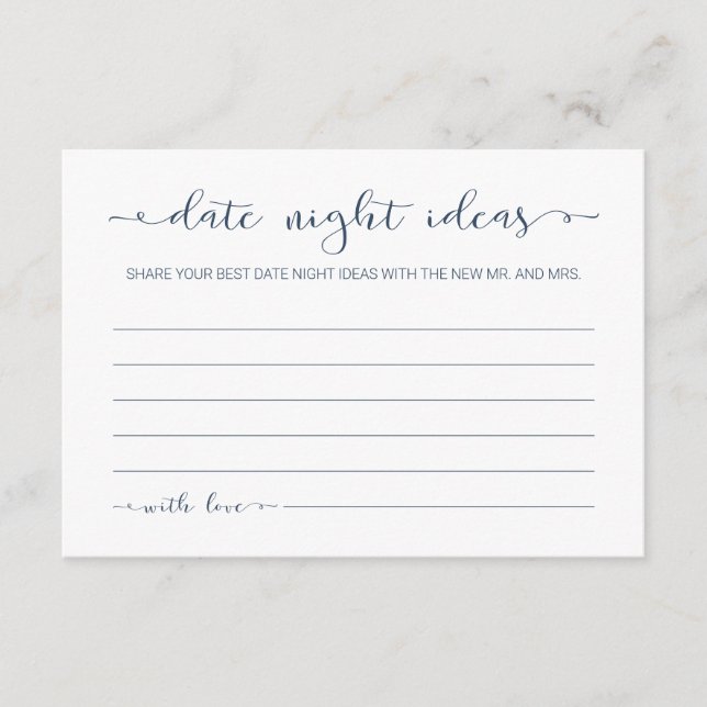 Calligraphie minimaliste Date Nuit Idée Cartes (Devant)