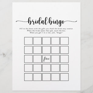 Calligraphie minimaliste Jeu de bingo nuptiale