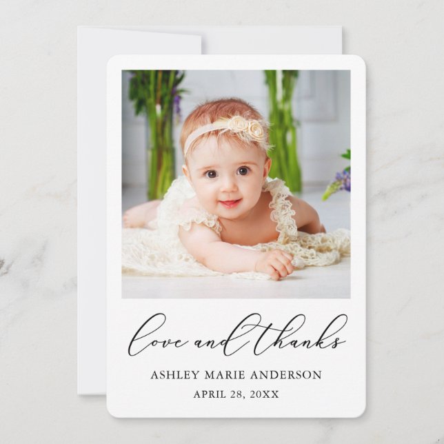 Calligraphie minimaliste moderne amour Merci bébé (Devant)