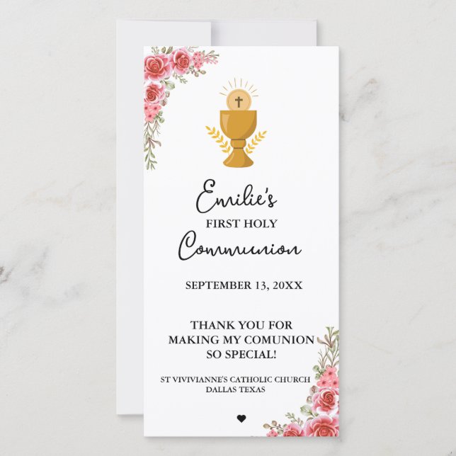 Calligraphie minimaliste Première Sainte Communion (Devant)