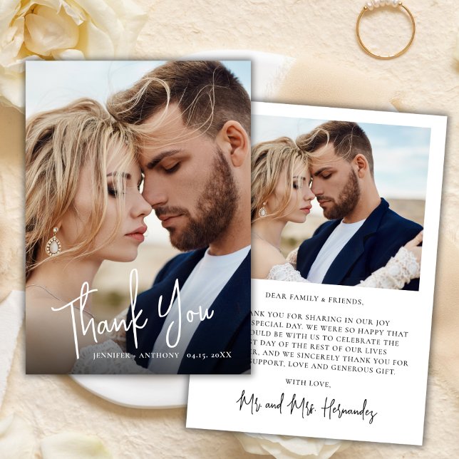 Calligraphie moderne 2 Mariage photo Carte de reme (Créateur téléchargé)