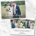 Calligraphie moderne 4 Photos Amour Merci Mariage<br><div class="desc">Calligraphie moderne Amour et Merci Mariage mariée et de la salle 4 Photos Carte de remerciements - Script blanc</div>