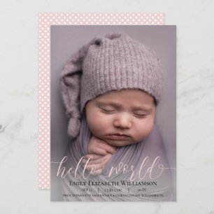 Calligraphie moderne Baby Girl Faire-part photo