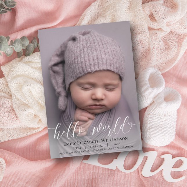 Calligraphie moderne Baby Girl Faire-part photo (Créateur téléchargé)