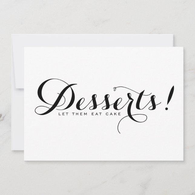 Calligraphie Moderne | Carte de Dessert de Mariage (Devant)