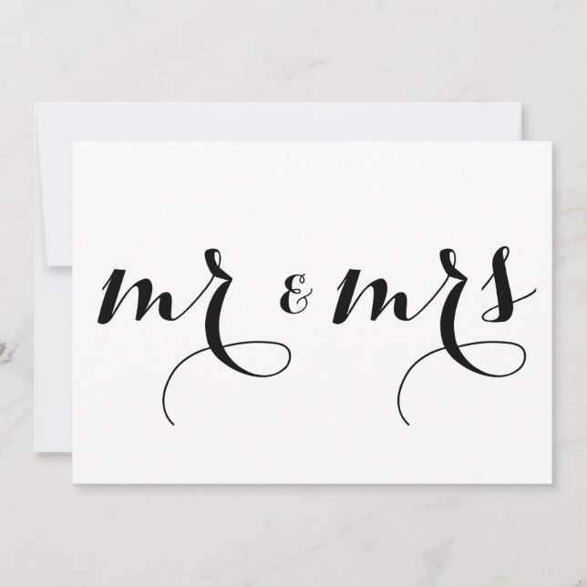 Calligraphie moderne | Carte de mariage Monsieur e (Devant)