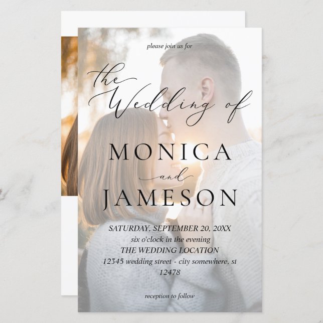 Calligraphie Moderne de Budget V2 Photo Mariage ME (Devant / Derrière)