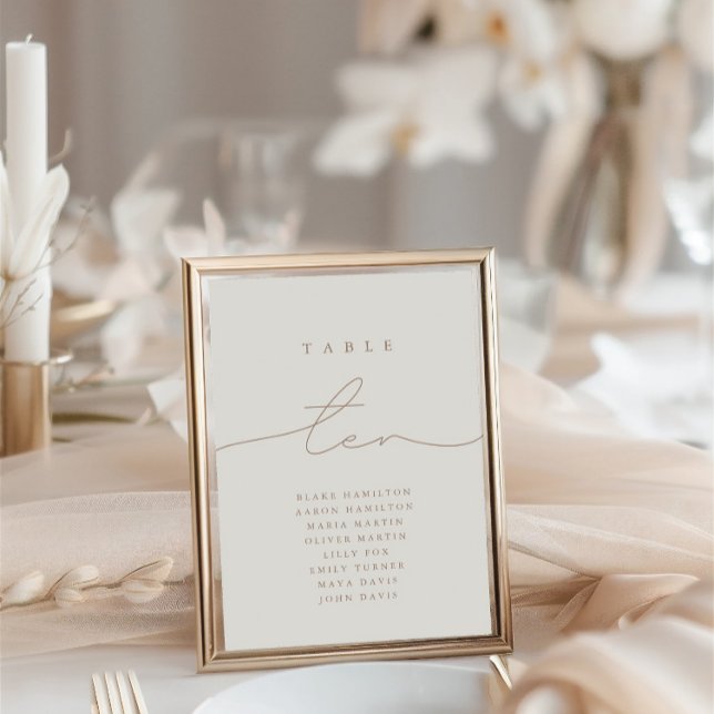 Calligraphie moderne Ivoire Dix Mariage Numéro de  (Modern Calligraphy Ivory Ten Wedding Table Number)