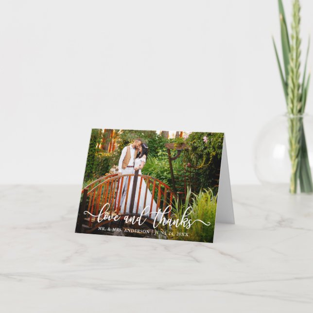 Calligraphie moderne Mariage Amour et Merci Note (Devant)