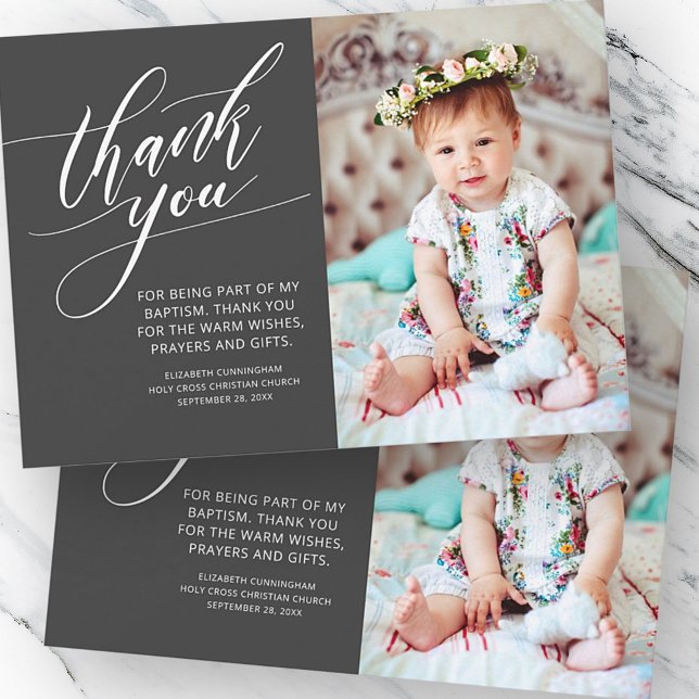 Calligraphie moderne Photo Baptême Merci (Créateur téléchargé)