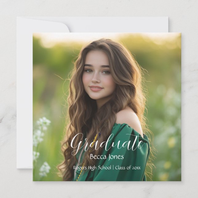 Calligraphie moderne Photo Graduation Invitation (Devant)