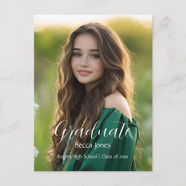 Calligraphie moderne Photo Graduation Invitation (Devant)