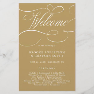Calligraphie moderne programme de mariage d'or int