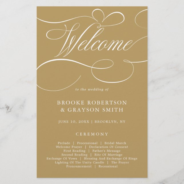 Calligraphie moderne programme de mariage d'or int (Devant)