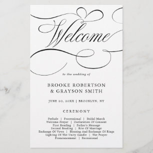 Calligraphie moderne programme de mariage noir int