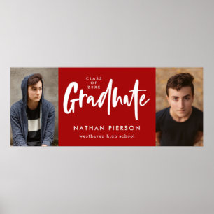 Calligraphie moderne Red Deux photo Poster de grad