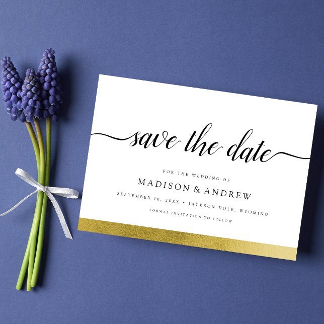 Calligraphie moderne simple or Save the Date (Créateur téléchargé)