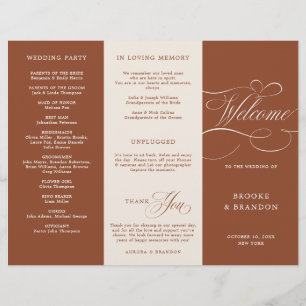 Calligraphie moderne Terracotta Boho Wedding Progr