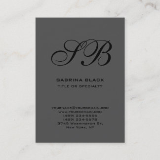 Calligraphie Monogramme gris noir Carte de visite