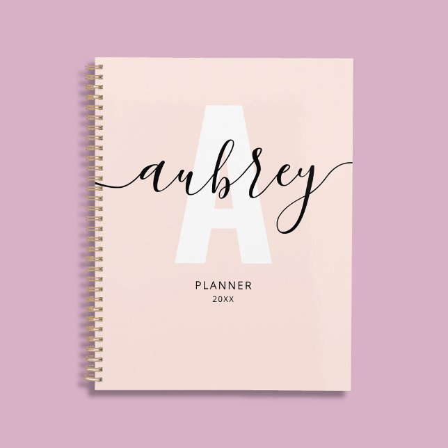 Calligraphie Monogramme Rose Pâle Féminin (Créateur téléchargé)
