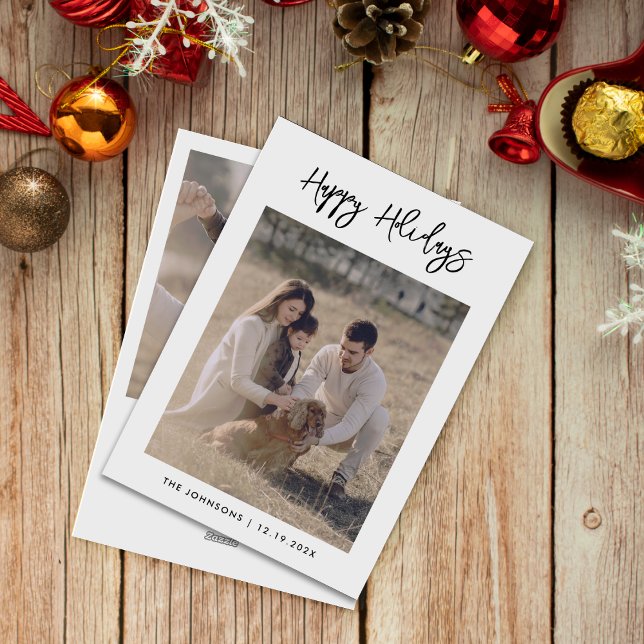 Calligraphie Noël Famille Photos Carte de vacances (Créateur téléchargé)