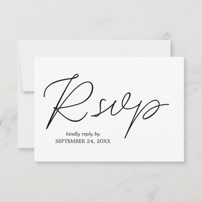 Calligraphie noir et blanc 3 avec carte RSVP repas (Devant)