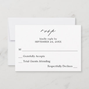 Calligraphie noir et blanc 4 sans carte RSVP repas