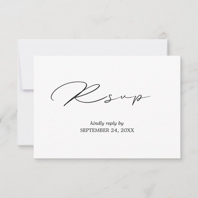 Calligraphie noir et blanc avec carte de réponse p (Devant)
