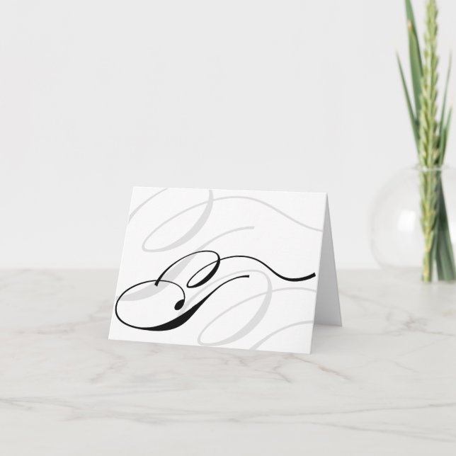 Calligraphie noir et blanc Cartes de monographie T (Devant)
