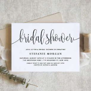 Calligraphie noire Invitation de douche nuptiale