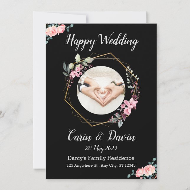 Calligraphie noire romantique Tous les Faire-part  (Devant)