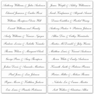 Calligraphie Noms des invités Étiquette Blanc