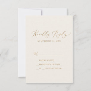 Calligraphie Or Délicate   Carte Cream Simple RSVP