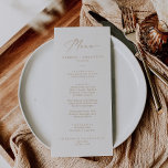 Calligraphie Or Délicate | Menu Mariage crème<br><div class="desc">Cette délicate carte de menu mariage de calligraphie or est parfaite pour un mariage moderne. Le design minimaliste romantique présente une belle et élégante typographie de champagne jaune doré sur un arrière - plan de crème d'ivoire au look épuré et sobre. Ce menu peut être utilisé pour une réception de...</div>
