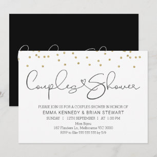 Calligraphie or points couples douche invitation