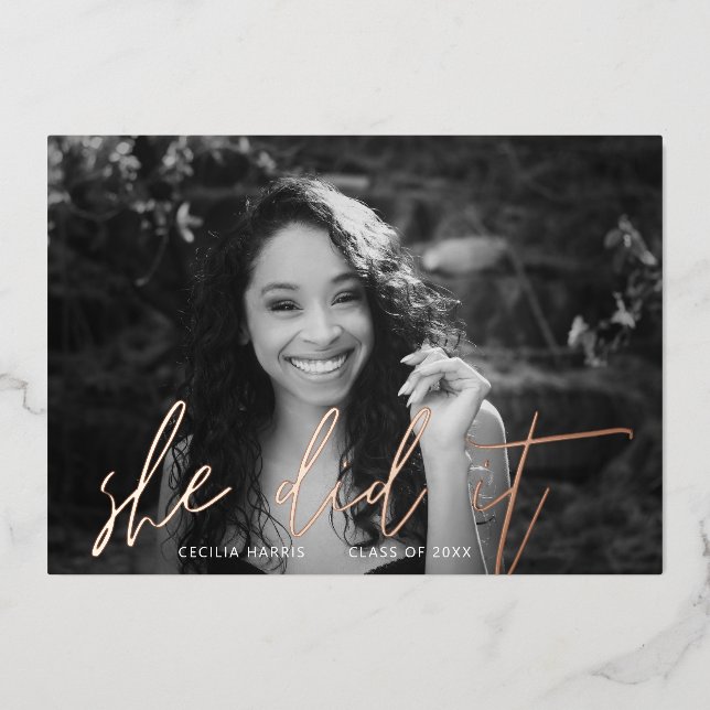 Calligraphie Or Rose moderne Invitation Foil (Recto)