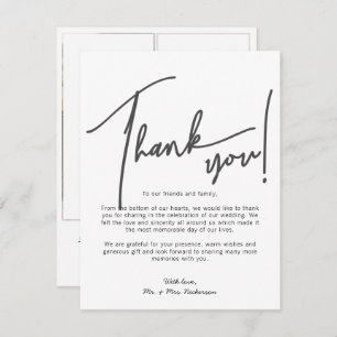 Calligraphie Photos Mariage Carte de remerciements