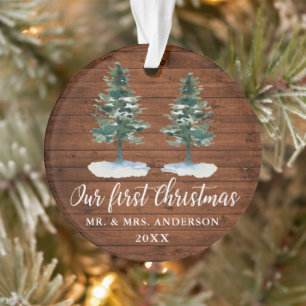 Calligraphie Premier Noël Bois Russe Deux Pins