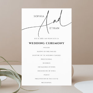 Calligraphie Programme de mariage minimaliste Blan