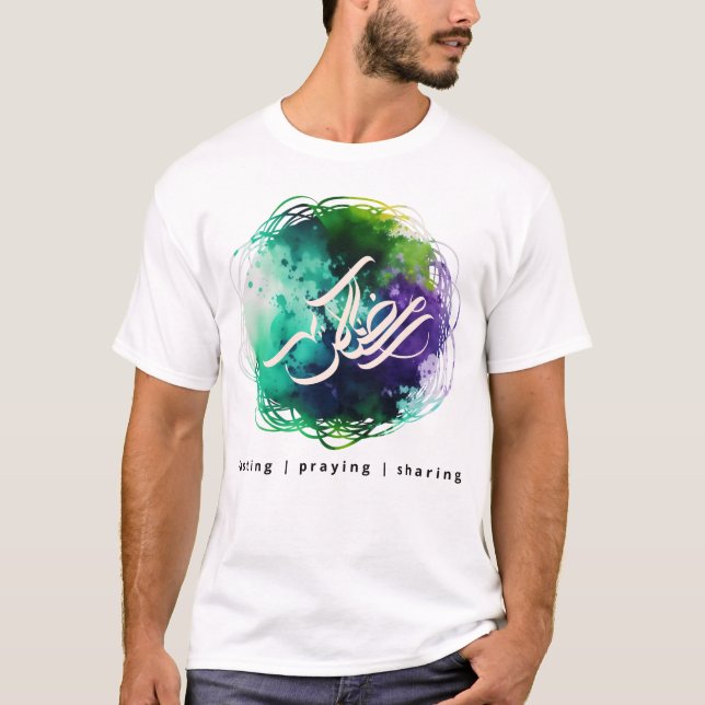 Calligraphie RAMADAN en T-shirt Aquarelle Abstrait (Devant)