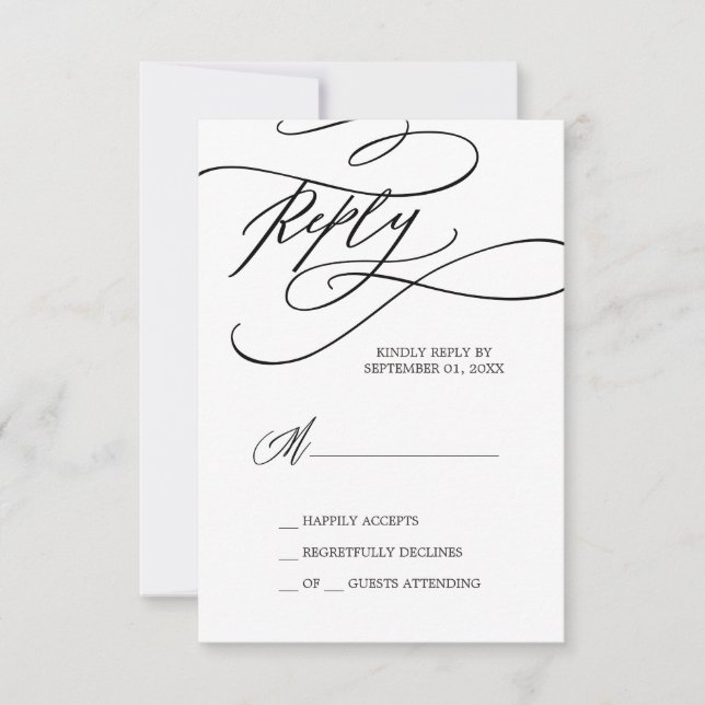 Calligraphie romantique | Carte RSVP simple floris (Devant)