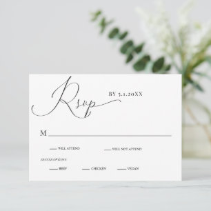 Calligraphie romantique de drame Mariage carte RSV