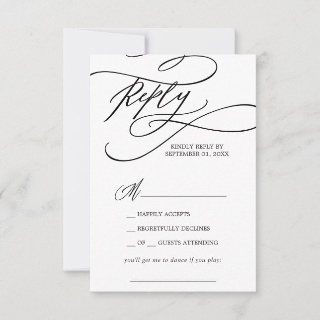 Calligraphie romantique Demande de Chanson Carte R (Devant)