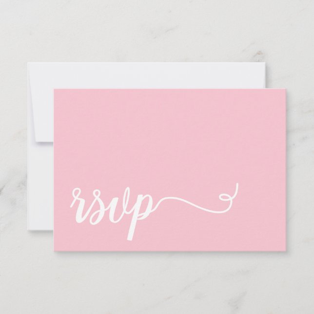 Calligraphie rose et blanc Simpleb Mariage RSVP (Devant)