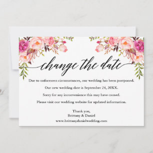 Calligraphie Rose Floral Nouveau Mariage Carte Dat