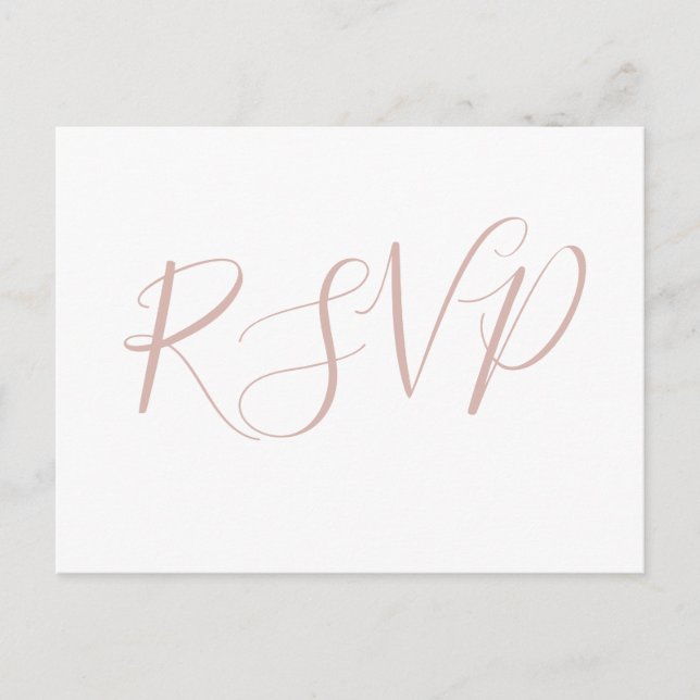 Calligraphie rose mariage RSVP cartes postales (Devant)