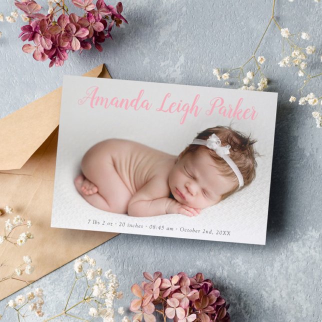 Calligraphie rose Nom Faire-part bébé (Créateur téléchargé)