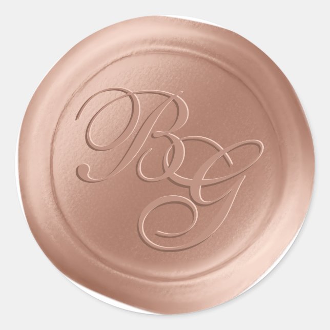 Calligraphie rose poussiéreuse Monogramme Stickers (Devant)