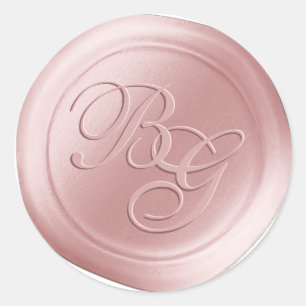Calligraphie rose vif Monogramme Stickers cire